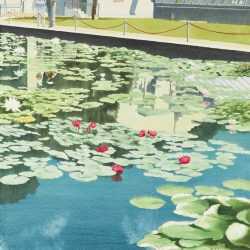 Watercolor By Ben Norris: Brooklyn Botanical Garden No. 10: Summer Water Lilies At Childs Gallery