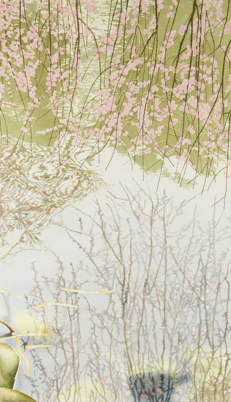 Watercolor By Ben Norris: Brooklyn Botanical Garden No. 8: Cherry Blossoms Iii At Childs Gallery