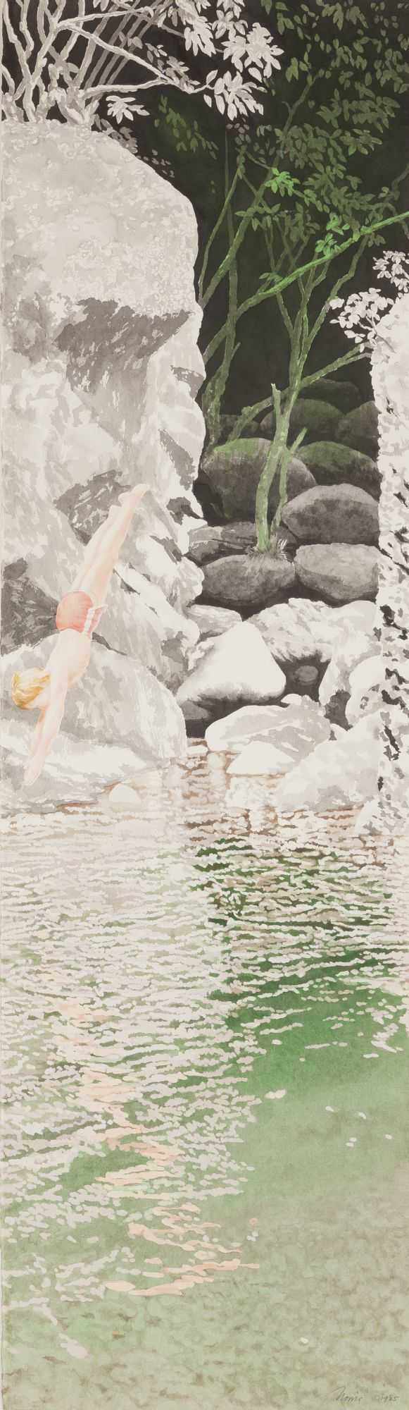Watercolor By Ben Norris: Dive (chinese Landscape Viii) At Childs Gallery