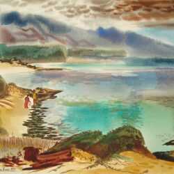 Watercolor By Ben Norris: Haleiwa Beach At Childs Gallery