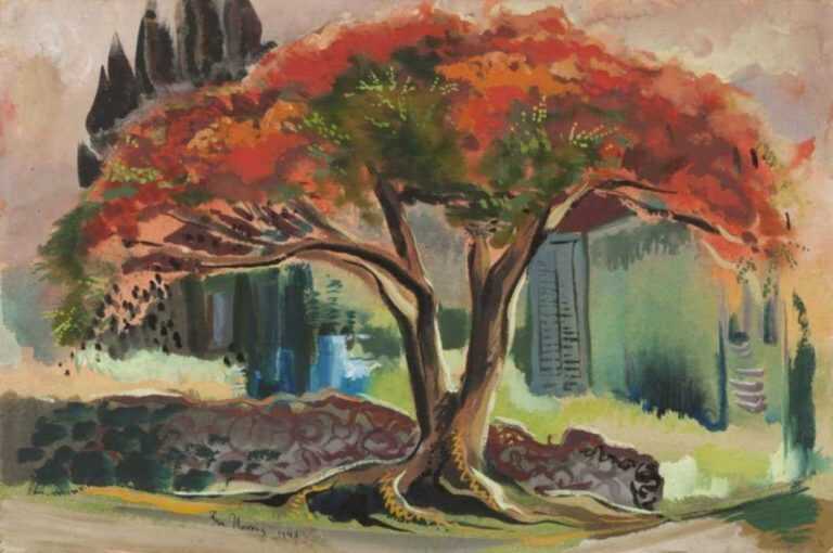 Watercolor by Ben Norris: Poinciana Tree, represented by Childs Gallery