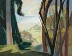 Watercolor By Ben Norris: View Punchbowl From Tantalus Ii At Childs Gallery