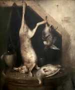 Painting by Benjamin Blake: Still Life with Hanging Rabbit, available at Childs Gallery, Boston