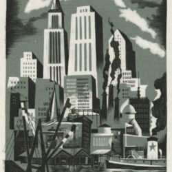 Print by Bernard Brussel-Smith: [Pier 5, East River, New York City], represented by Childs Gallery