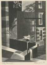 Print by Bernard Brussel-Smith: City Scene I [New York], represented by Childs Gallery