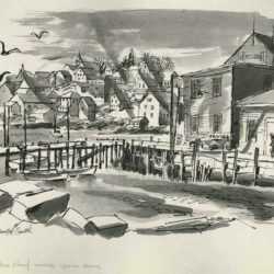 Drawing by Bernard Brussel-Smith: From Barters Wharf Towards Opera House [Barters Island, Main, represented by Childs Gallery