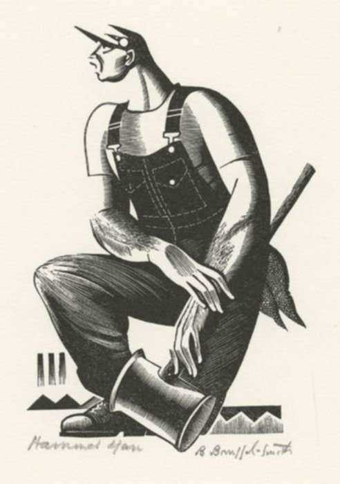 Print by Bernard Brussel-Smith: Hammer Man, represented by Childs Gallery