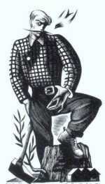 Print by Bernard Brussel-Smith: Paul Bunyan, represented by Childs Gallery