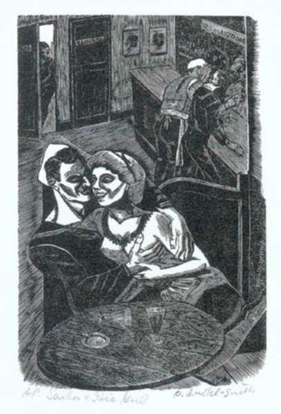 Print by Bernard Brussel-Smith: Sailor and His Girl, represented by Childs Gallery