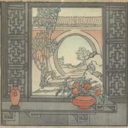 Print by Bertha Lum: Chinese Window, represented by Childs Gallery