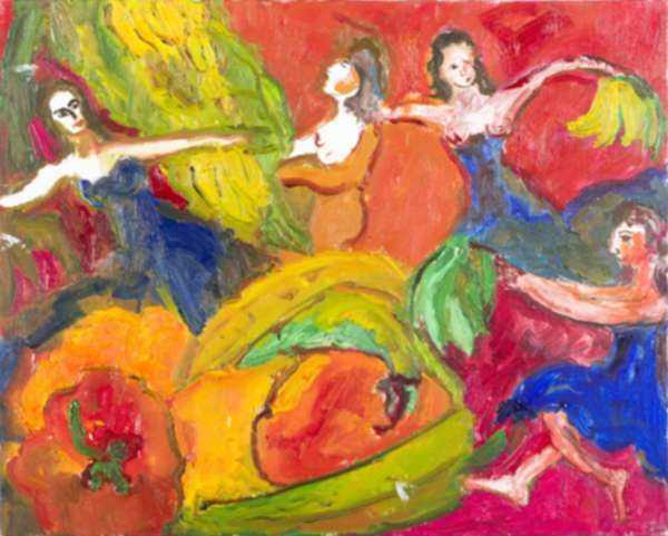 Painting by Betty Herbert: Bachanal V, represented by Childs Gallery