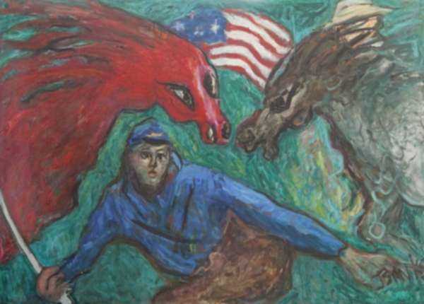 Painting by Betty Herbert: Civil War Series: Blue at Bay, represented by Childs Gallery