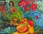 Painting by Betty Herbert: Lady with Fruits, Pineapple, represented by Childs Gallery