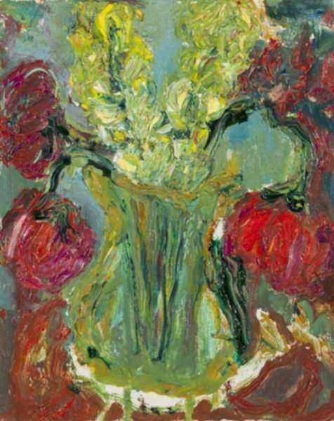 Painting by Betty Herbert: Roses with Vase, represented by Childs Gallery