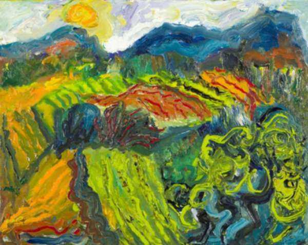 Painting by Betty Herbert: St. Roman de Malegard Landscape, represented by Childs Gallery