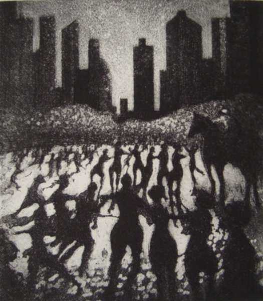 Print by Bill Jacklin: After the Event I, represented by Childs Gallery