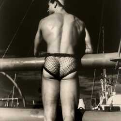 Photograph by Bob Mizer: [Unidentified Model as a Sailor from the Rear], available at Childs Gallery, Boston