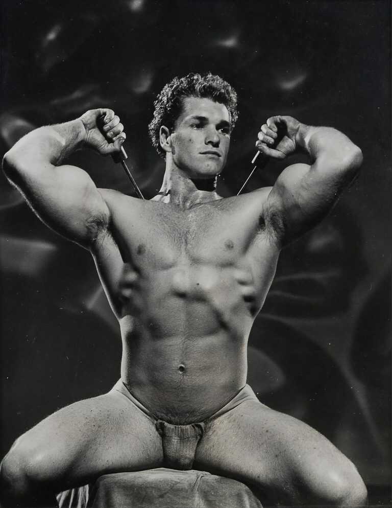 Photograph by Bob Mizer: [Unidentified Model, Exercising], available at Childs Gallery, Boston