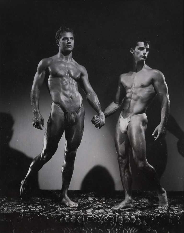 Photograph by Bob Mizer: [Unidentified Models Holding Hands], available at Childs Gallery, Boston
