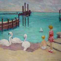 Painting by Brinah Kessler: A Day on the Beach, represented by Childs Gallery