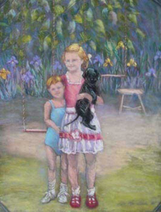 Pastel by Brinah Kessler: H + R with Blackie on 56th Street, represented by Childs Gallery