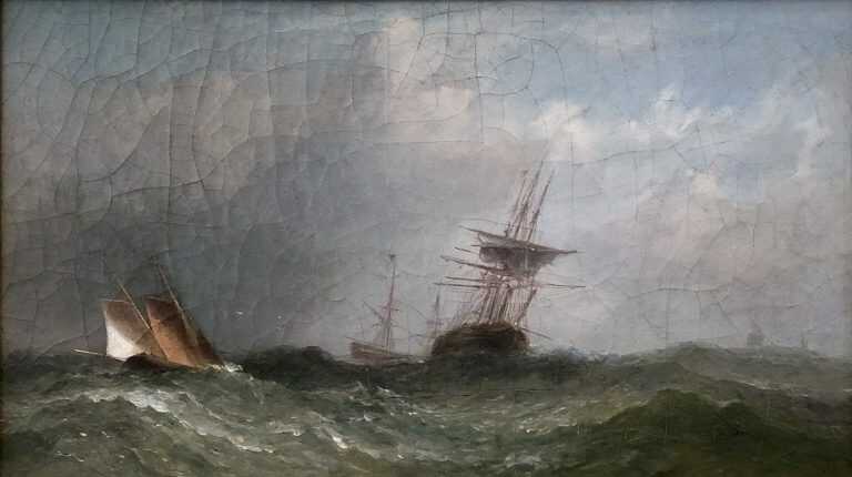 Painting by British School: Ships at Sea, available at Childs Gallery, Boston