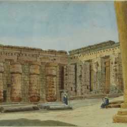 Watercolor By British School: View Of Egypt: Temple Of Medinat Habu At Childs Gallery