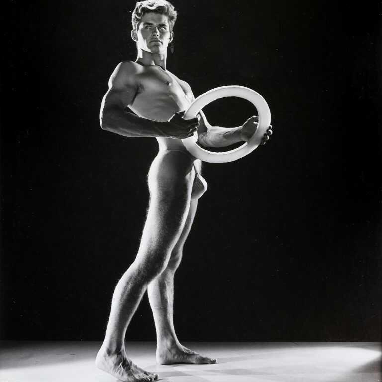 Photograph by Bruce Bellas (Bruce of Los Angeles): [Unidentified Model with Disc], available at Childs Gallery, Boston