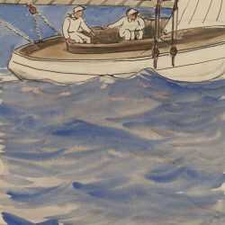 Watercolor by Bryson Burroughs: [Sailboat on Open Water], available at Childs Gallery, Boston