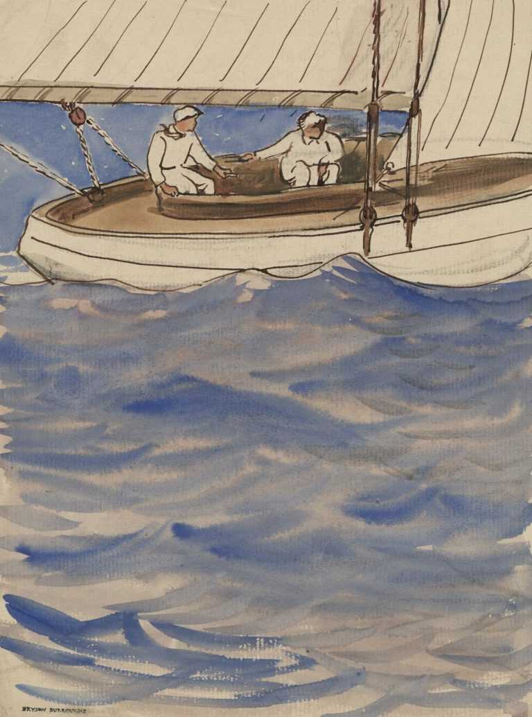 Watercolor by Bryson Burroughs: [Sailboat on Open Water], available at Childs Gallery, Boston