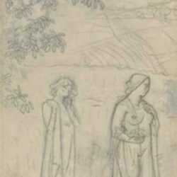 Drawing by Bryson Burroughs: Demeter and Persephone, represented by Childs Gallery