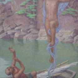 Painting by Bryson Burroughs: Fisherman and the Genie, represented by Childs Gallery