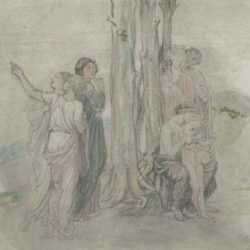 Watercolor by Bryson Burroughs: Study for the Education of Orpheus, represented by Childs Gallery
