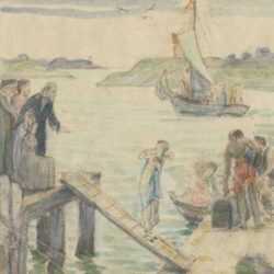 Watercolor by Bryson Burroughs: The Embarkation of Saint Ursula, represented by Childs Gallery