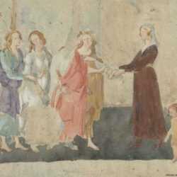 Drawing by Bryson Burroughs: Venus and the Three Graces Presenting Gifts to a Young Woman, represented by Childs Gallery