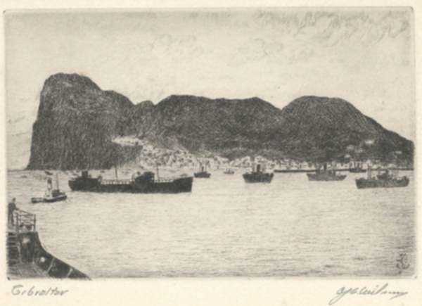 Print by C. J. A. Wilson: Gibraltar, represented by Childs Gallery