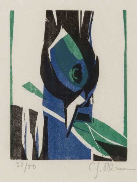 Print by Carl-Heinz Kleimann: Blue Bird, represented by Childs Gallery