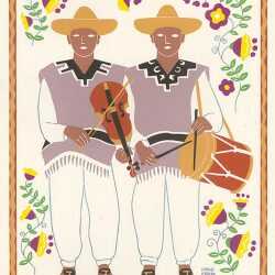 Print by Carlos Mérida: Trajes Regionales Mexicanos: Músicos de Atotonilco del Estado de Guanajuato, available at Childs Gallery, Boston