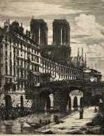 Print by Charles Meryon: Le Petit Pont, available at Childs Gallery, Boston