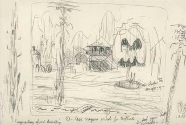 Drawing by Charles Burchfield: August Evening, represented by Childs Gallery