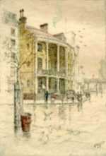 Print by Charles F. Mielatz: No. 7 State Street, New York, represented by Childs Gallery