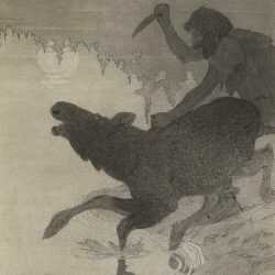 Drawing By Charles Livingston Bull: He Ran Down A Young Moose At Childs Gallery