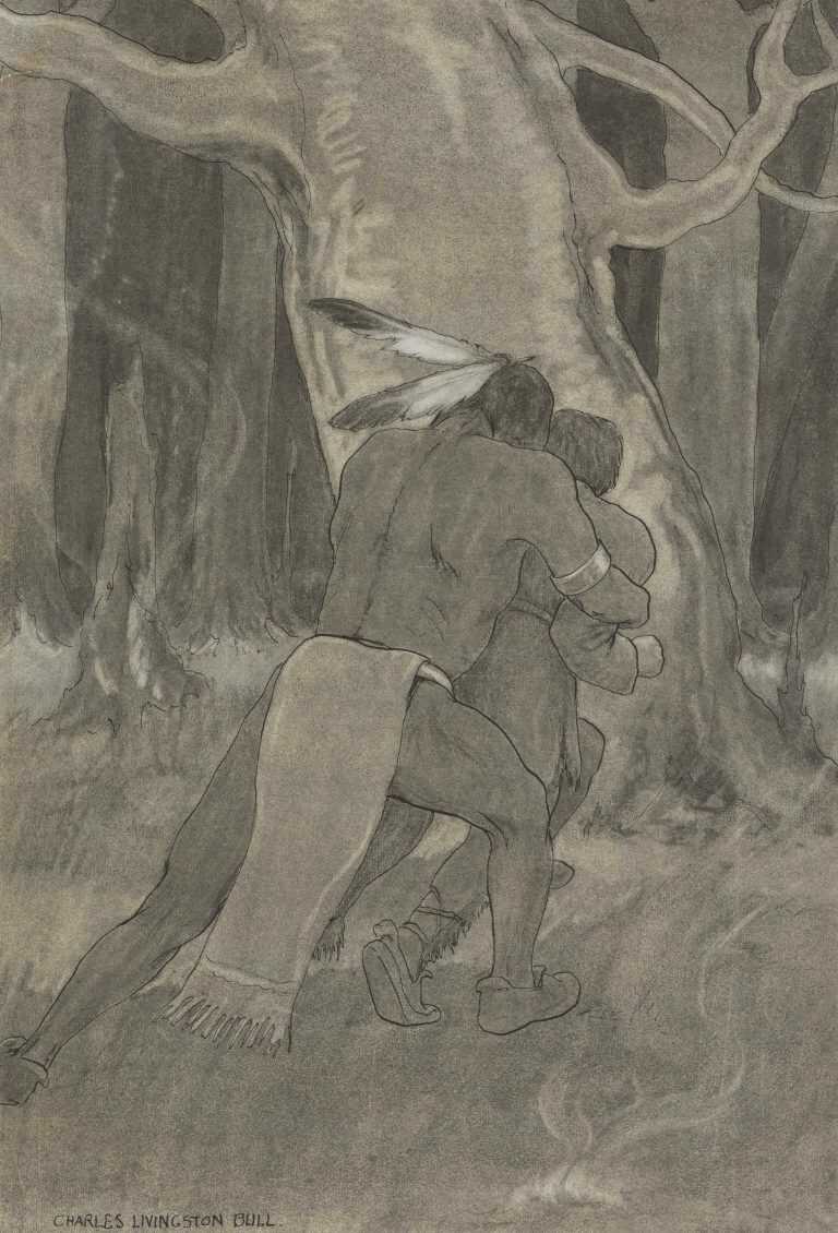 Drawing By Charles Livingston Bull: Siezed From Behind At Childs Gallery