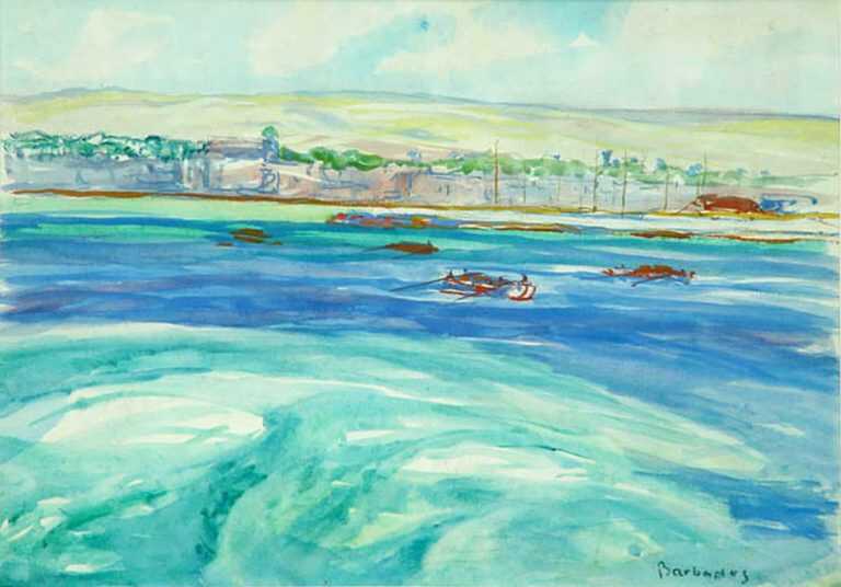 Watercolor By Charles Woodbury: Barbados At Childs Gallery