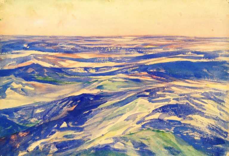 Watercolor By Charles Woodbury: Mid Ocean 1925 At Childs Gallery