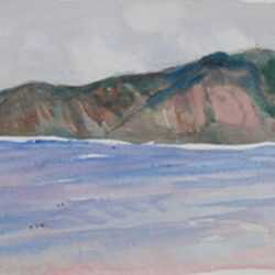 Watercolor By Charles Woodbury: Rock And Sea, West Indies At Childs Gallery