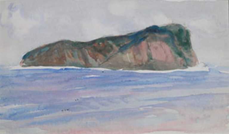 Watercolor By Charles Woodbury: Rock And Sea, West Indies At Childs Gallery