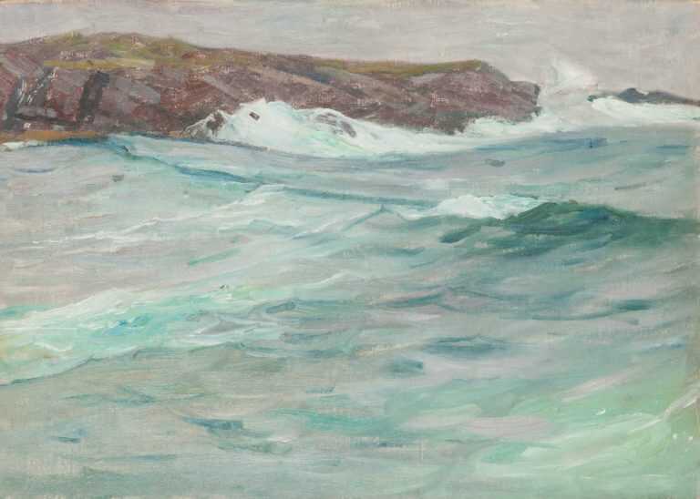 Painting By Charles Woodbury: Surf At Ogunquit, Maine [early Ocean Attempt] At Childs Gallery