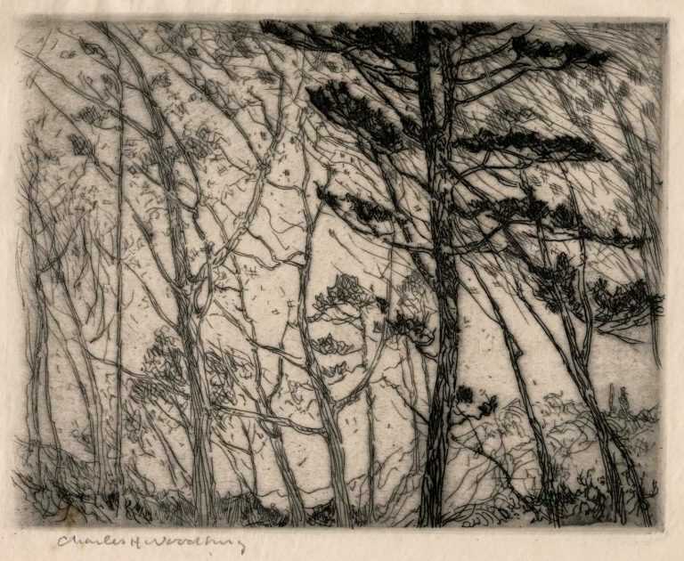Print By Charles Woodbury: The Wood Ii At Childs Gallery