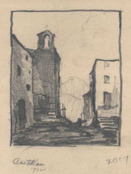 Drawing by Chauncey Ryder: Castillon [France], represented by Childs Gallery